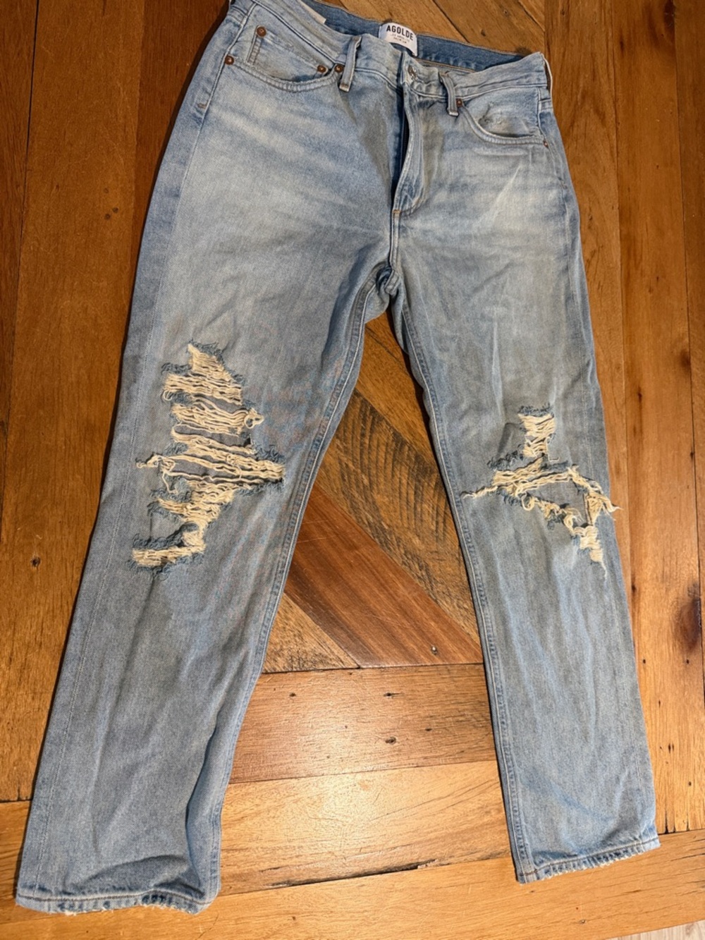 Agolde Light Wash Distressed Jeans